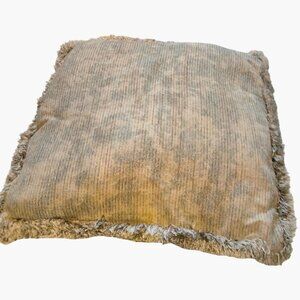 Eerie Creepy Ghost Pillow Throw Beige Fringe Shabby Distressed Vintage 18x18